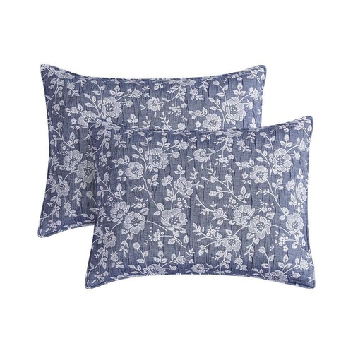 CEDAR COURT Matratze Baumwollmischung King Quilt 3er-Set in Wende Blumenblau - Bild 4 von 5