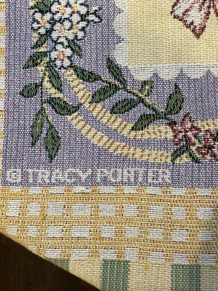 Vintage Tracy Porter 90’s floral woven tapestry throw blanket Cottage