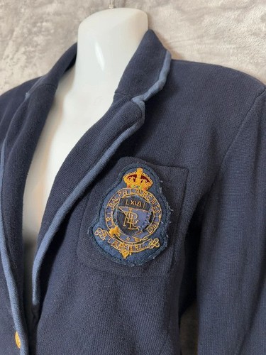 Ralph Lauren Women's Navy Knit Blazer Size S – Crest Logo - Picture 5 of 11