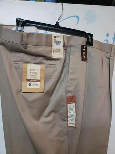 Haggar Classic Fit Premium No Iron Khakis Pleated Front CHOOSE SIZE #MS2 - Picture 2 of 2
