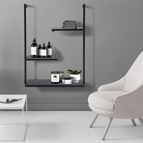 29*22 in Bookshelf Storage 3 Tier Wall Shelf Organizer Black for Home and Office - Picture 15 of 18
