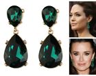 Beautiful Green Crystal Tear Drop Angelina Jolie Kyle Richards Earrings
