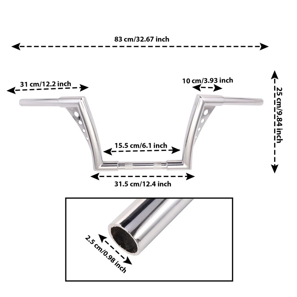 1" Ape Hangers Z Bars Handlebar 10" Rise Fit for Harley Sportster Dyna Softail - Изображение 4 из 4