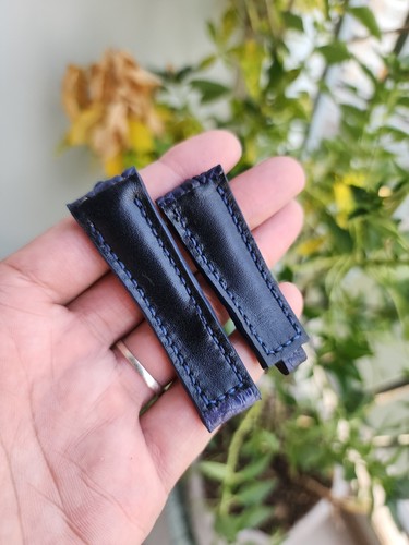 20/16mm Navy Blue 100% Genuine Exotic Leather Skin Watch Strap-Quick Release - Picture 7 of 9
