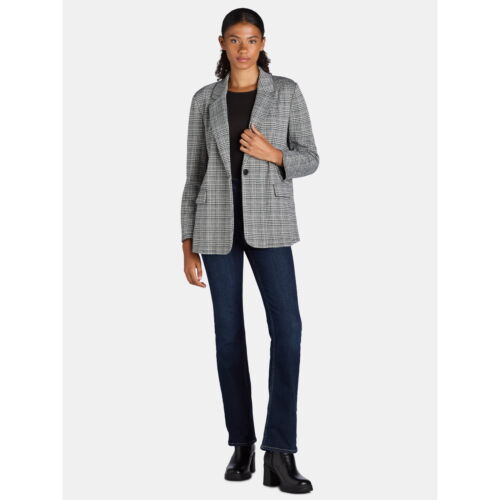 Time and Tru Double Blazer Women's Size L Gray Polyester Blend Flap Pocket - Picture 3 of 5