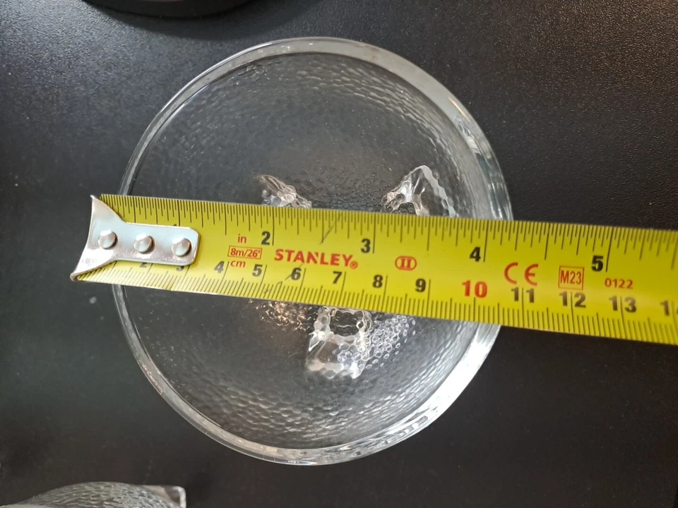 Set 4 Crisa Libbey Clear Glass Pebble Textured Footed Bowls Signed - Image 2 of 4