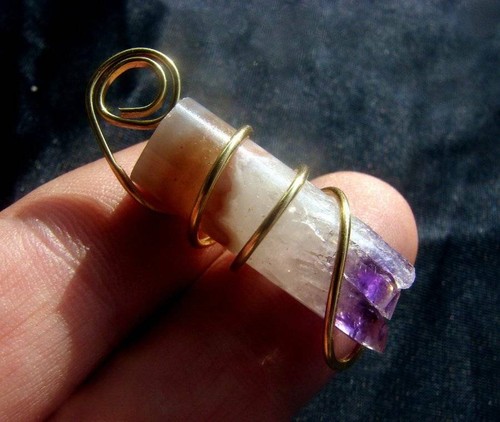 Brasilianischer lila Amethyst Wickel Anhänger Merlin's Gold Bronze 3 - Bild 3 von 4