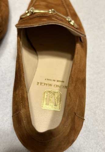 BRUNO MAGLI Brown Suede Leather Mens Size 6 Gold Bit Loafer Dress Shoes EUR 38.5 - Picture 8 of 10