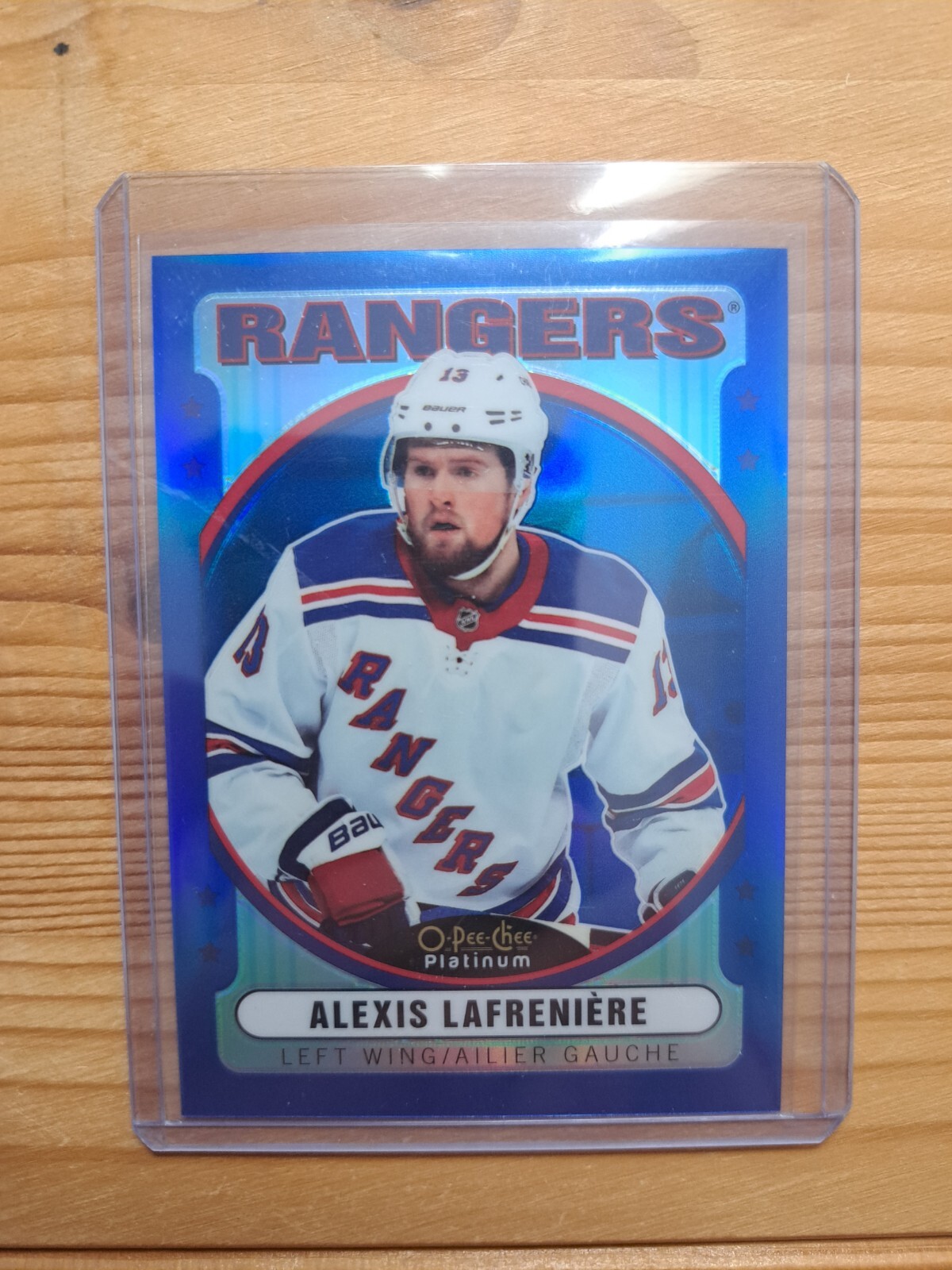 2021-22 O-Pee-Chee Platinum Retro Blue Rainbow Alexis Lafreniere #R-61 052/199