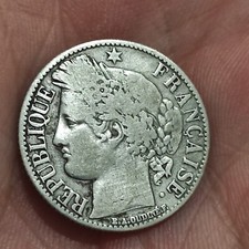 Silver Coin France 1 FRANC Ceres 1872 Small A Paris