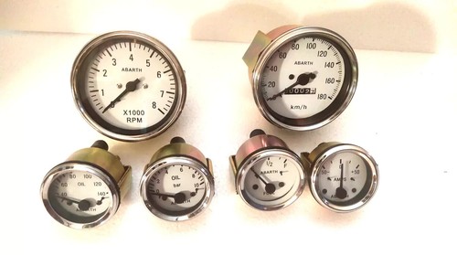 Abarth Kit- Elec Temp + Oil + Fuel + Amp Gauge+Speedometer +Tacho 85 mm WC - Picture 3 of 3
