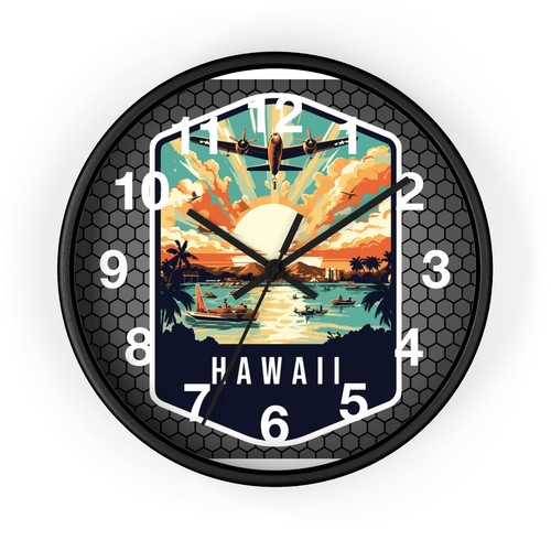  State Of Hawaii Skyline Art Wall Clock all Wood 3D Frame Stunnning Artwork - Picture 17 of 19