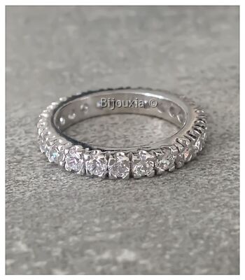 Bague Alliance En Argent 925 Avec Zirconium Cubique - Taille 50 à 60 - Neuf Bijouxia