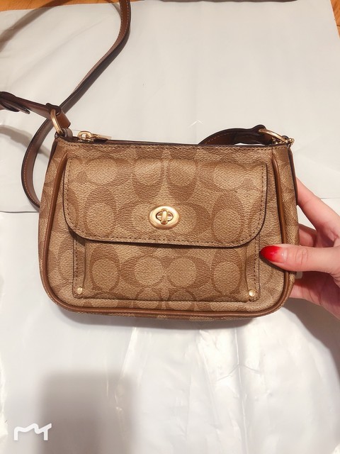 Coach F31454 Sa Crossbody Bag In Signature Canvas Khaki Saddle