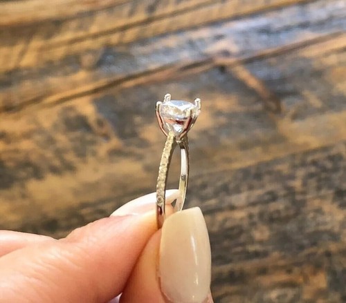 1,50 kt Rundschliff VVS1 Moissanit Solitär Verlobungsring 14 K Weißgold vergoldet - Bild 2 von 3