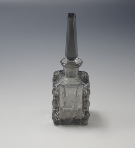 ART DECO BOHEMIA CZECHOSLOVAKIA SMOKE GLASS PERFUME BOTTLE MARKED c.1920's - Picture 4 of 9