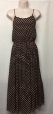 Tena Days Women's Sleeveless spaghetti Strap Brown Polka Dot Dress Size S
