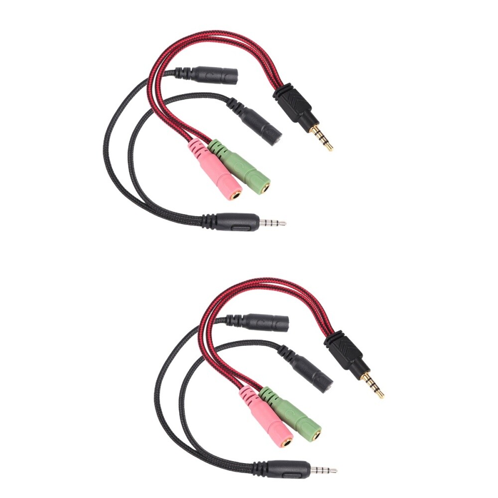 4 Pcs 35mm Adapter Cable Headphone Mic Splitter Patch Cords Useful
