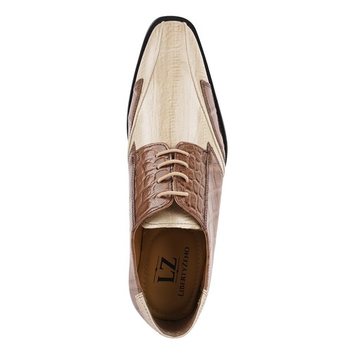 Libertyzeno Herren Handgefertigt Kroko Print Zweifarbig Schnürschuhe Oxford Elegant Schuhe - Bild 6 von 12