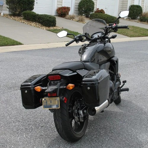 Bolsas rígidas negras maletero equipaje motocicleta para Harley Softail Yamaha XV SR - Imagen 10 de 15