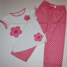 Gymboree Cats and Owls Sleepwear Girl's Dot Flower Two-Piece Pajama PJ Set 5-6