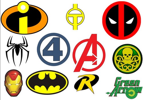 Super Hero logos / symbols iron on t shirt transfer can be personalised marvel