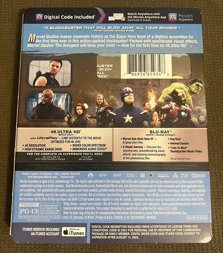 Marvel’s Avengers (4K UHD, 2012) OOP Slipcover Included - Ships In Box - Picture 2 of 7
