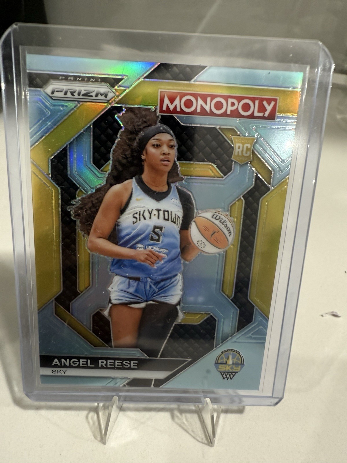 2024 Panini Prizm Monopoly WNBA Angel Reese Light Blue Prizm Rookie Card /199