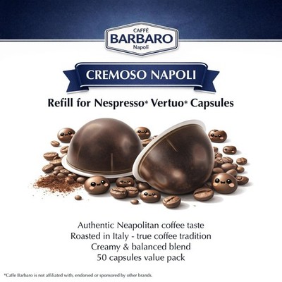 Barbaro Caffè Napoli Refill for Nespresso Vertuo Capsules   Cremoso Napoli 50