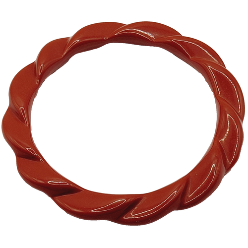 Bracciale stile curvo e smerlato rosso scuro mattoni o argilla scura bracciale vintage - Foto 2 di 19