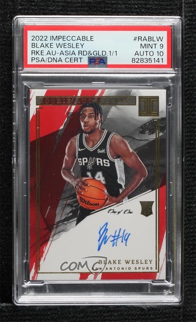 2022 Impeccable Rookie Asia Red & Gold 1/1 Blake Wesley PSA 9 MINT Auto RC 19fe