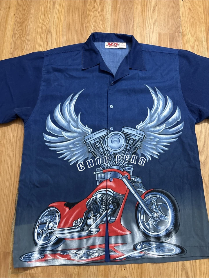 CAMISA HAWAIANA MALIBU DREAMS MOTO ROJO CEREZA CHOPPER Talla Grande Foto 2 de 4