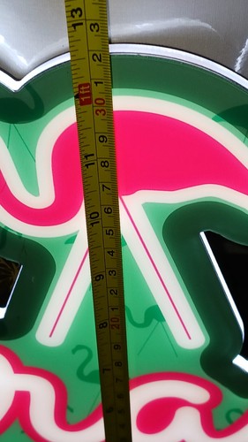 Flamingo Pink & Green "Paradise Park" Hanging Neon/LED Sigh 13"X23" - Picture 8 of 9