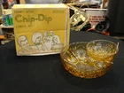 Vintage Anchor Hocking 3 pc. Swedish Modern Honey Gold Chip and Dip Set IN BOX