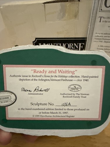 Hawthorne "Ready And Waiting" Rockwell's Home For The Holidays Collection. NIB - Picture 7 of 9