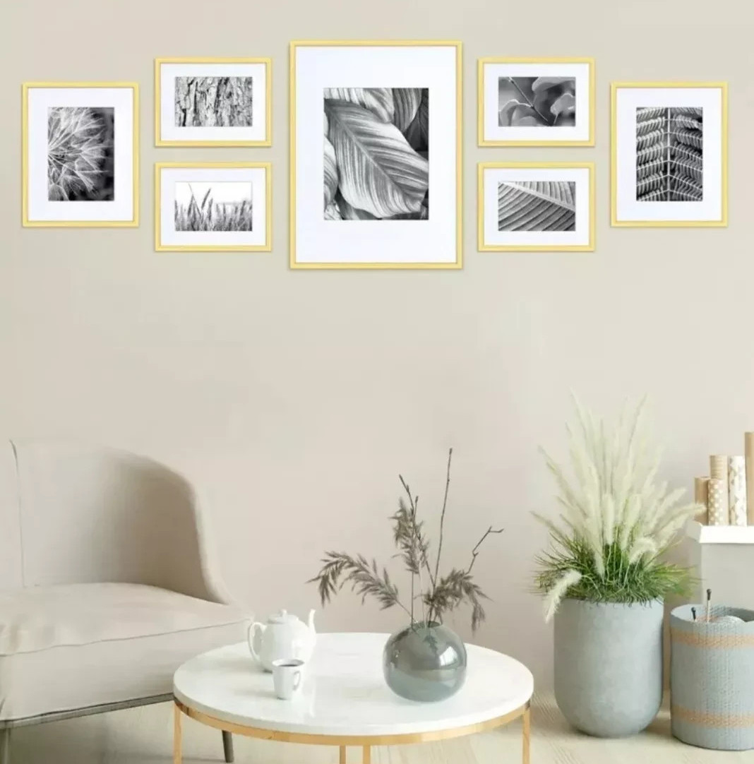 Gallery Perfect Aluminium Gallery Set Multi-Aperture Photo Frames, 7 Photos Gold