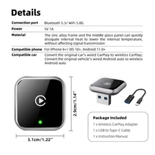 2-in1 Wireless CarPlay Android Auto USB Adapter Dongle - Easy Plug & Play Setup