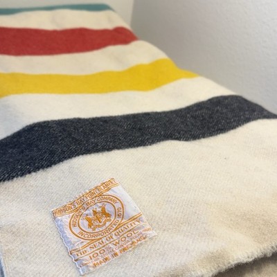 Vintage Hudson Bay 4 Point Wool Blanket 80x64 Orange Label | eBay
