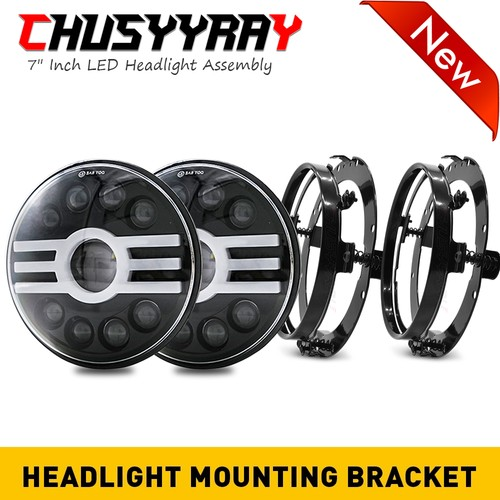 7 inch round headlights & brackets For AC Shelby Cobra 1962-1973 Projector - Picture 1 of 12