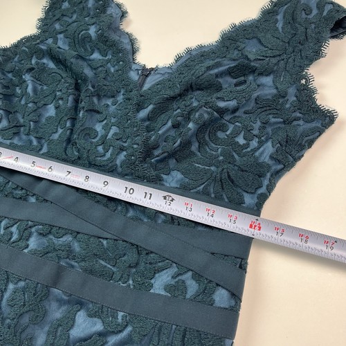 Tadashi Shoji Lace Overlay Sheath Dress Sz 14 Teal Cocktail Wedding Mob Wife - Picture 8 of 12