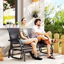 Image of 2-Person Outdoor Glider Bench Double Gliding Chair for Patio Garden Porch