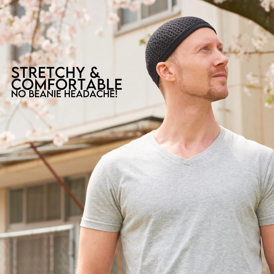 Chapeau Homme Kufi 100% Coton - Bonnet Priere Islamique Calot Crâne Ete en Ma... - Photo 4/4