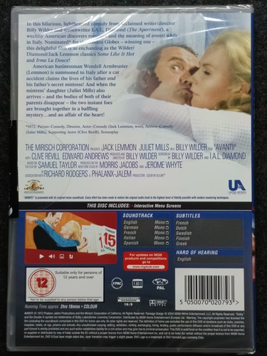 Avanti! DVD (2004) PAL UK [Region 2] Jack Lemmon / Juliet Mills - NEW / SEALED - Picture 7 of 7