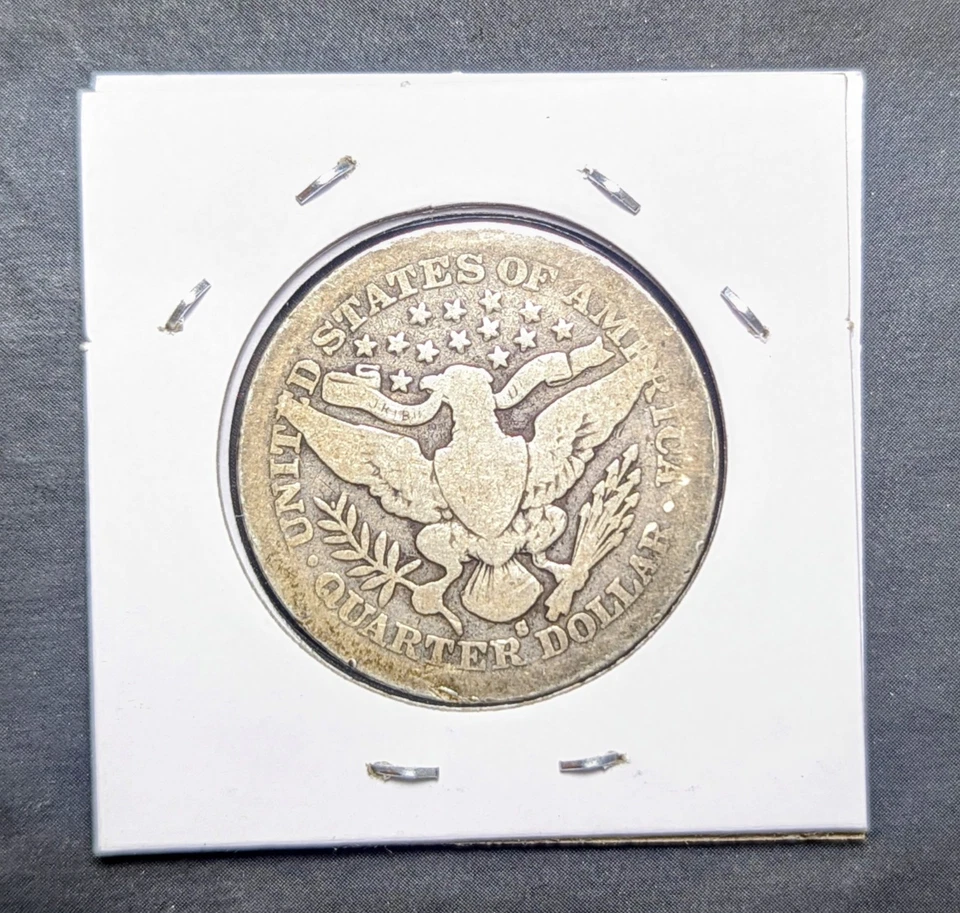 1903-S Barber Silver Quarter Low Mintage  - Image 2 of 2