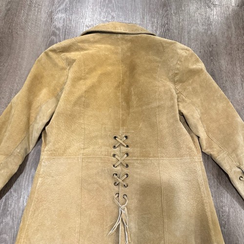 Wet Seal Suede Jacket Womens Sz Small Leather Tan Lace Up Western Y2K 70s Retro - Picture 9 of 10