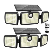  Solar Lights Outdoor, Quick Charge Solar Motion Deck Lights Remote-2 Pack