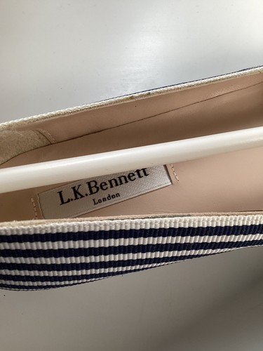 LK Bennett Savannah Striped Ballet Flats Navy White EU37 UK 4 New in Box - Picture 10 of 15