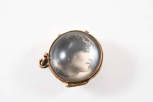 Q48C25- Plata 800 antiguo reloj de bolsillo y medallón colgante con montura dorada - Imagen 4 de 12