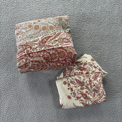 Pottery Barn Flowers Paisley Full/Queen Size Duvet Plus 2 Standard Pillow Cases