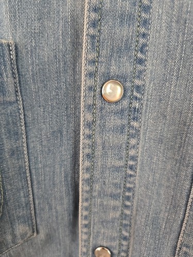 CAMICIA JEANS LEE COOPER PEARL SNAP DENIM SLIM FIT UOMO LARGE SENZA ETICHETTA TAGLIA - Foto 4 di 7